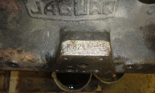 E-Type Jaguar XK-E engine number stamping location side of engine block.png