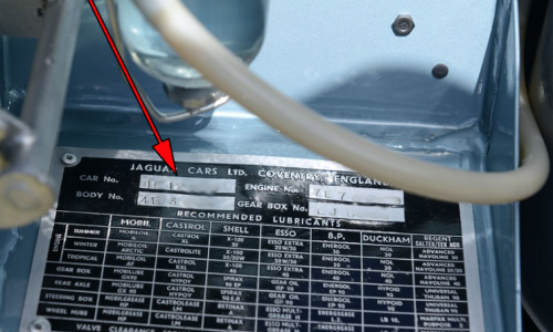 Vehicle Data plate with chassis number - E-Type Jaguar XK-E Series 1.png